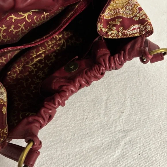 Isabella Fiore Leather & Tapestry Small Shoulder or Handbag With Studs Detail - Picture 14 of 16